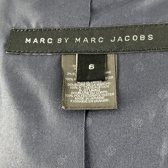 Marc by Marc Jacobs Wool-Blend Satin Collar Snap Front Waist Tie Blazer Green 6 - Picture 8 of 10